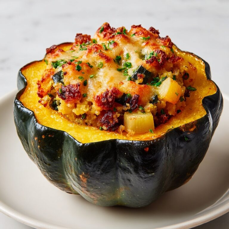 Stuffed Acorn Squash with Sausage, Apple, Cranberries, and Quinoa Recipe