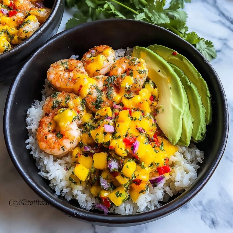 Shrimp and Avocado Bowls with Mango Salsa & Lime-Chili Sauce Recipe